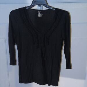 GAP Black Fitted 3/4 Sleeve Blouse